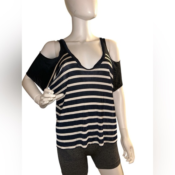 Jean Paul Gaultier Navy and White Top Cold Shoulder Top size L - Picture 1 of 6